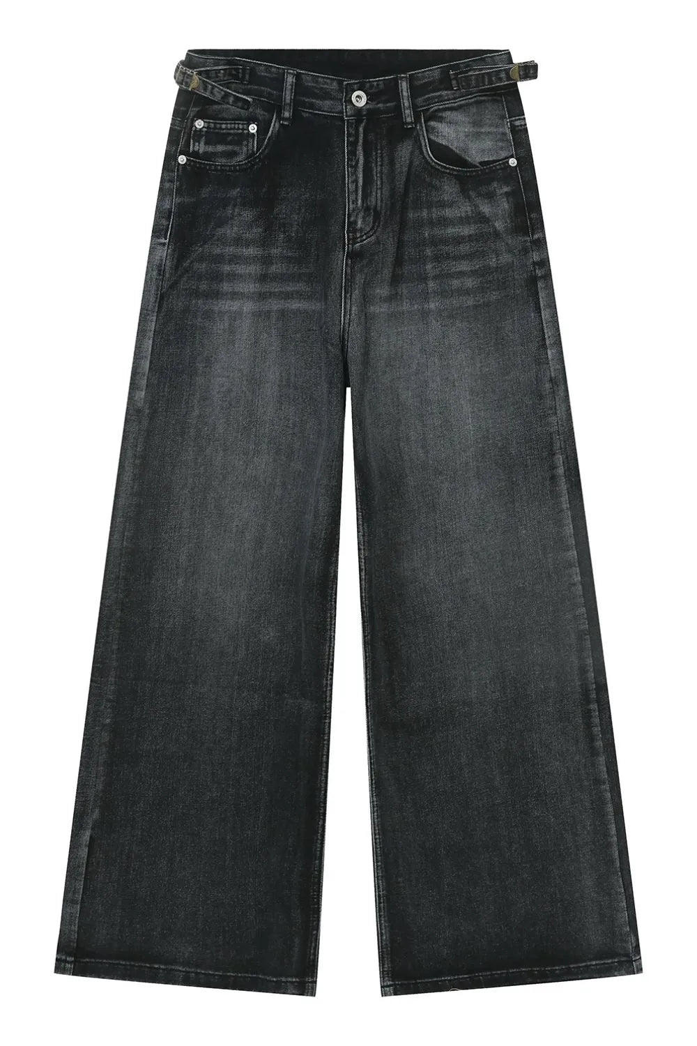 Dark Cotton-Blend Wide-Leg Jeans