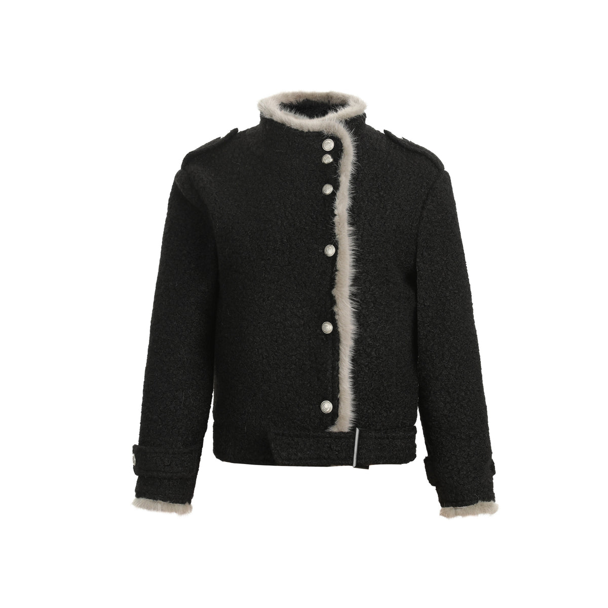 Women's cropped stand collar zip-up jacket