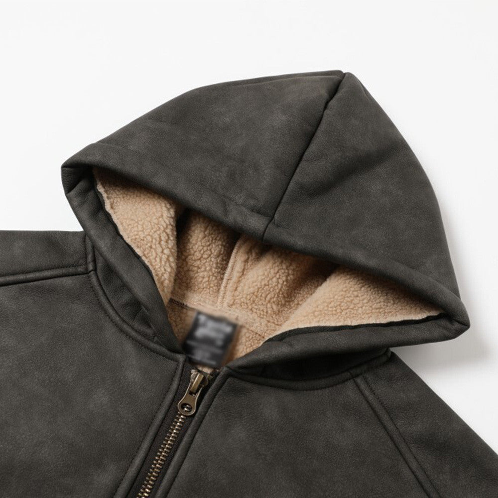 Men's Brown Hooded Zip-Up Jacket