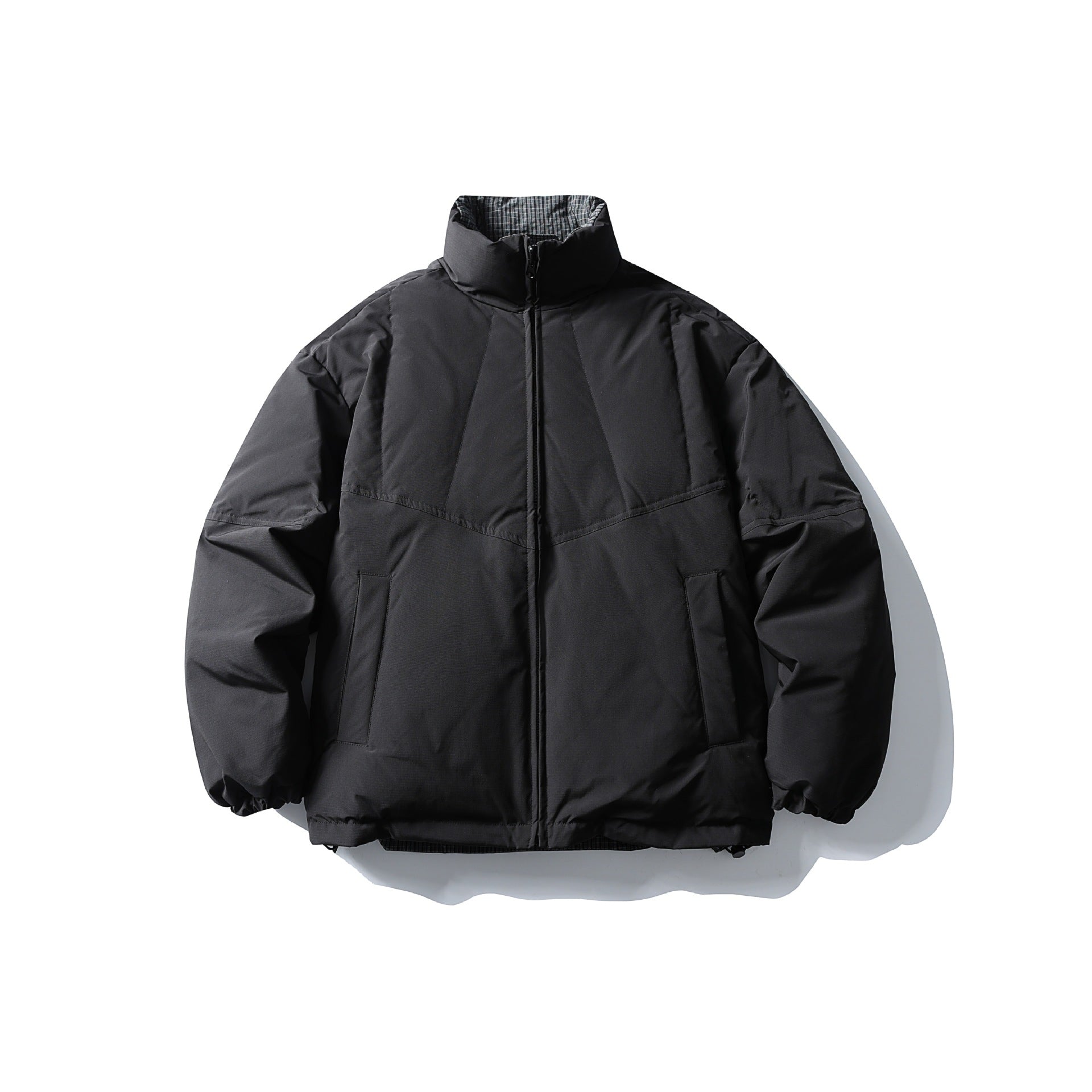 Image of Chaqueta acolchada reversible con cuello alzado para hombre