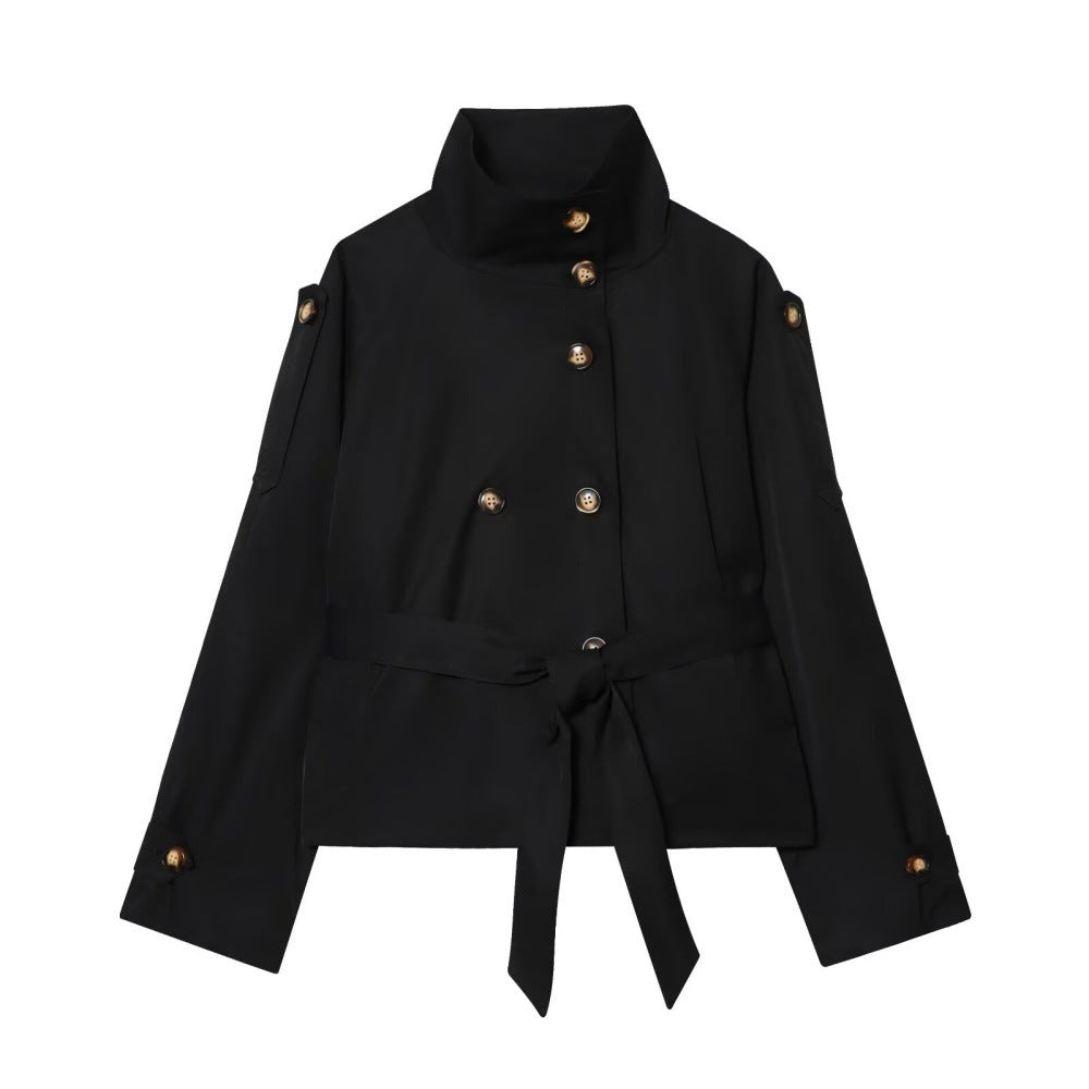 Image of Trench coat de mujer con cinturón y botones múltiples