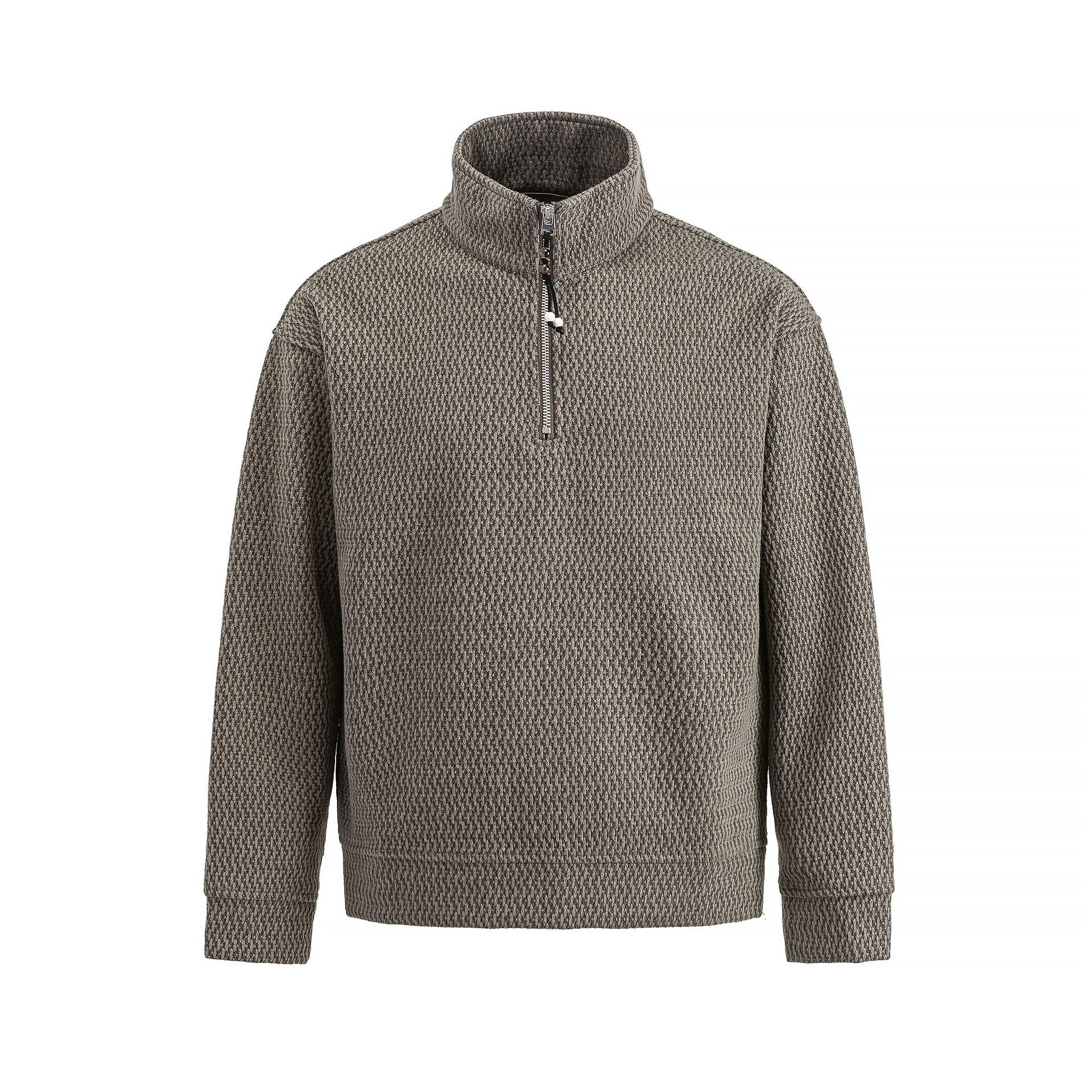 Image of Drop shoulder half-zip stand collar hoodie