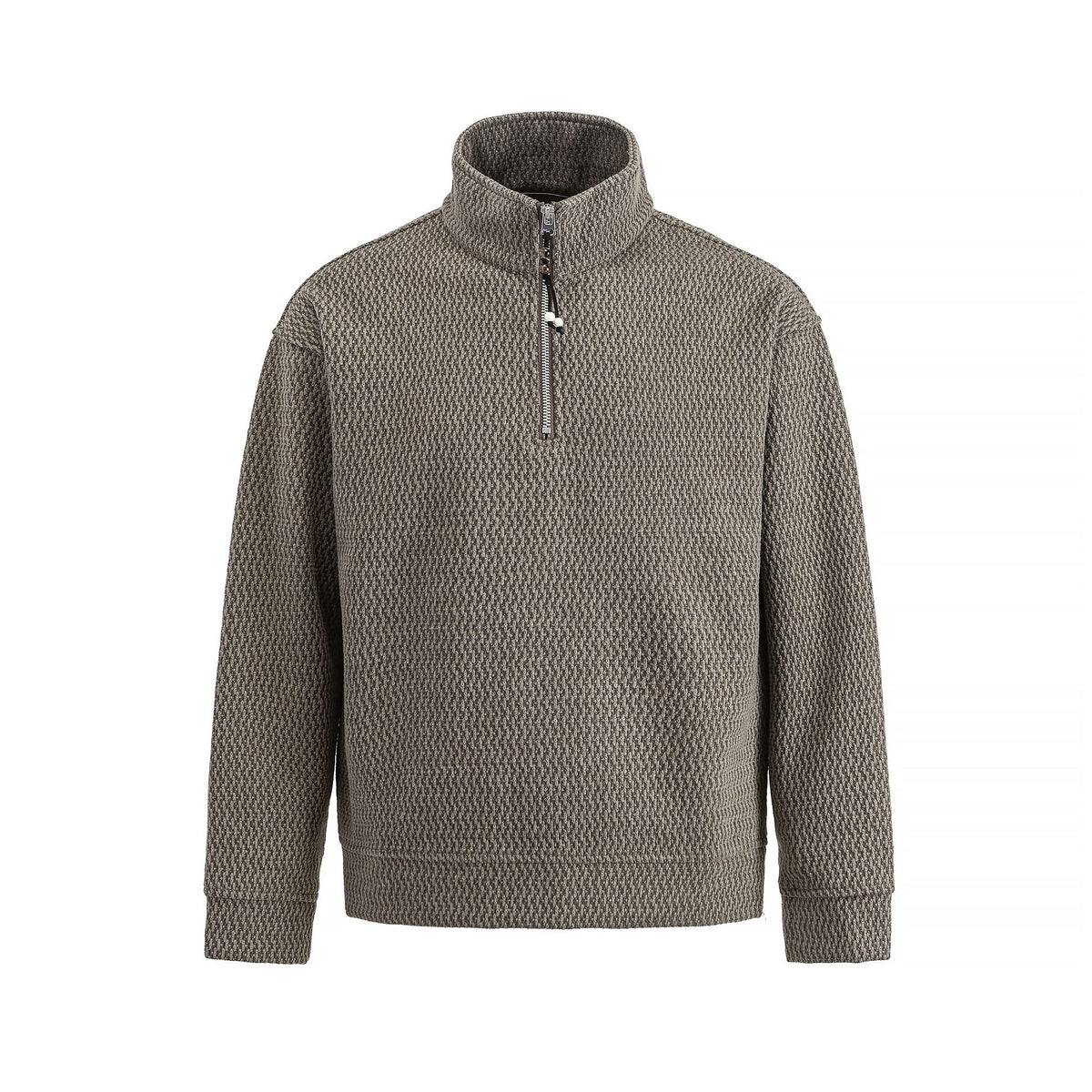 Drop shoulder half-zip stand collar hoodie