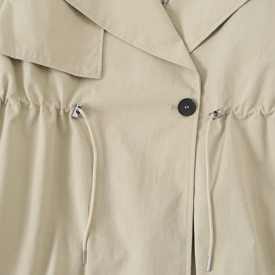 Image of Women's khaki tie-waist double-breasted trench coat