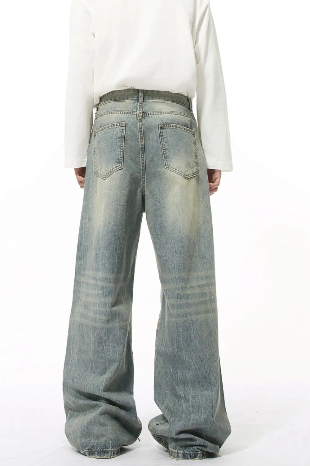 Image of Jeans de pierna ancha con bolsillos de algodón medio