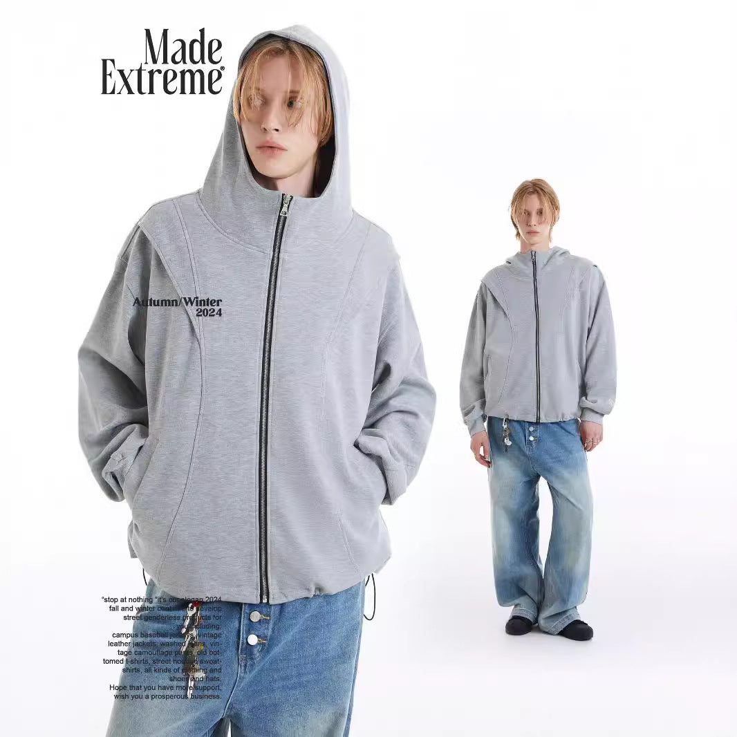 Image of Sudadera con cremallera y corte holgado minimalista para hombre