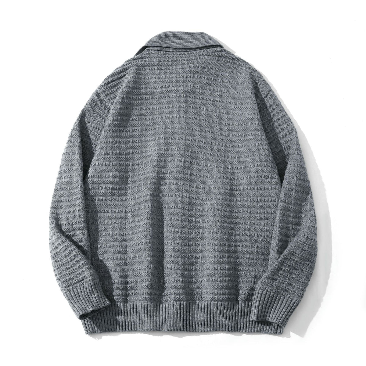 Acrylic knit collared zip-up cardigan
