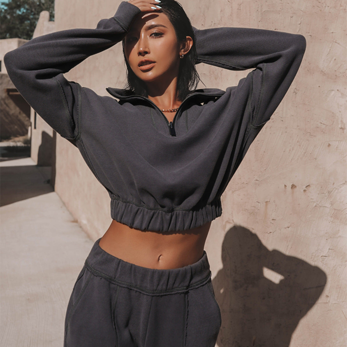 Image of Women's casual sporty two-piece hoodie set