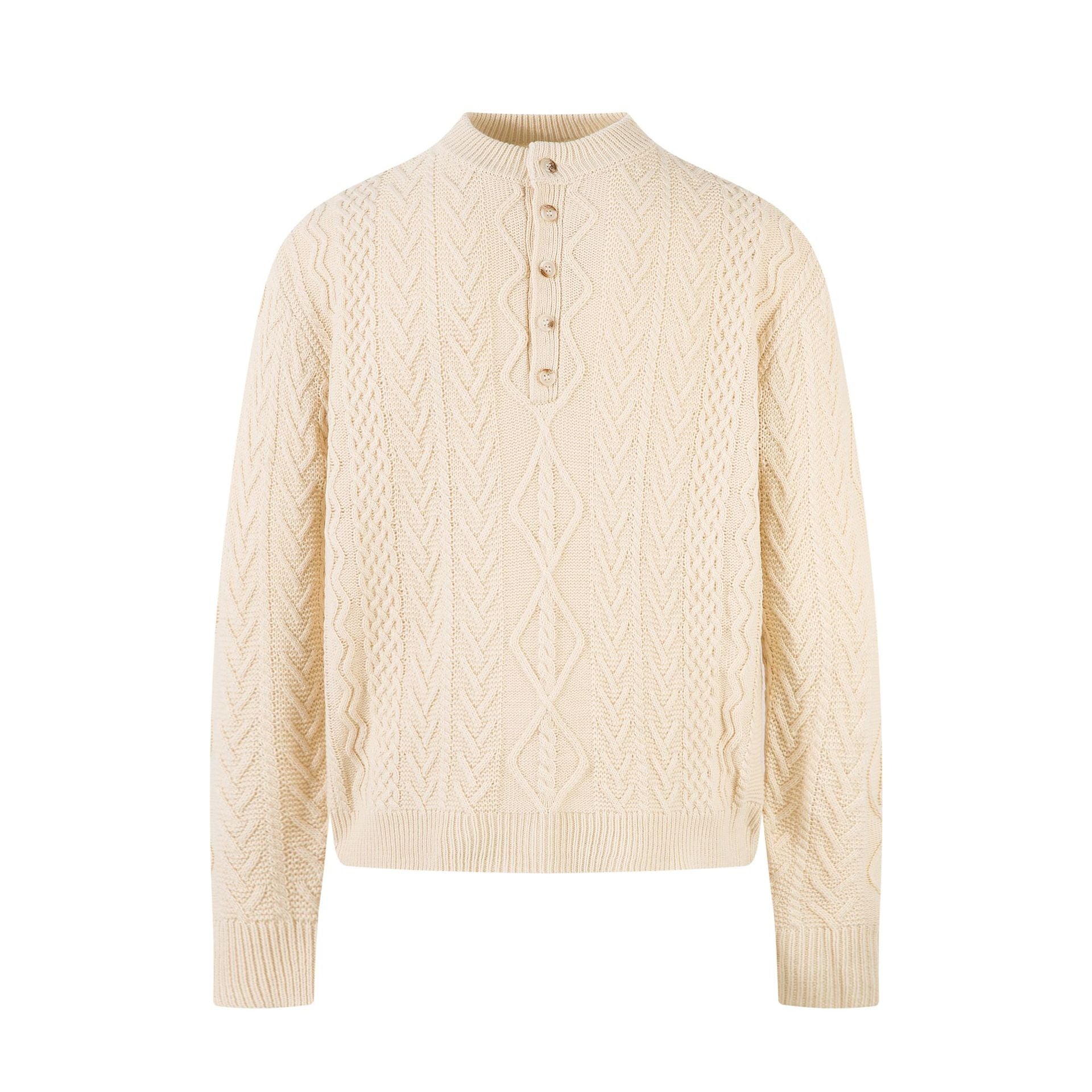 Image of Men's topstitched loose knit crewneck sweater