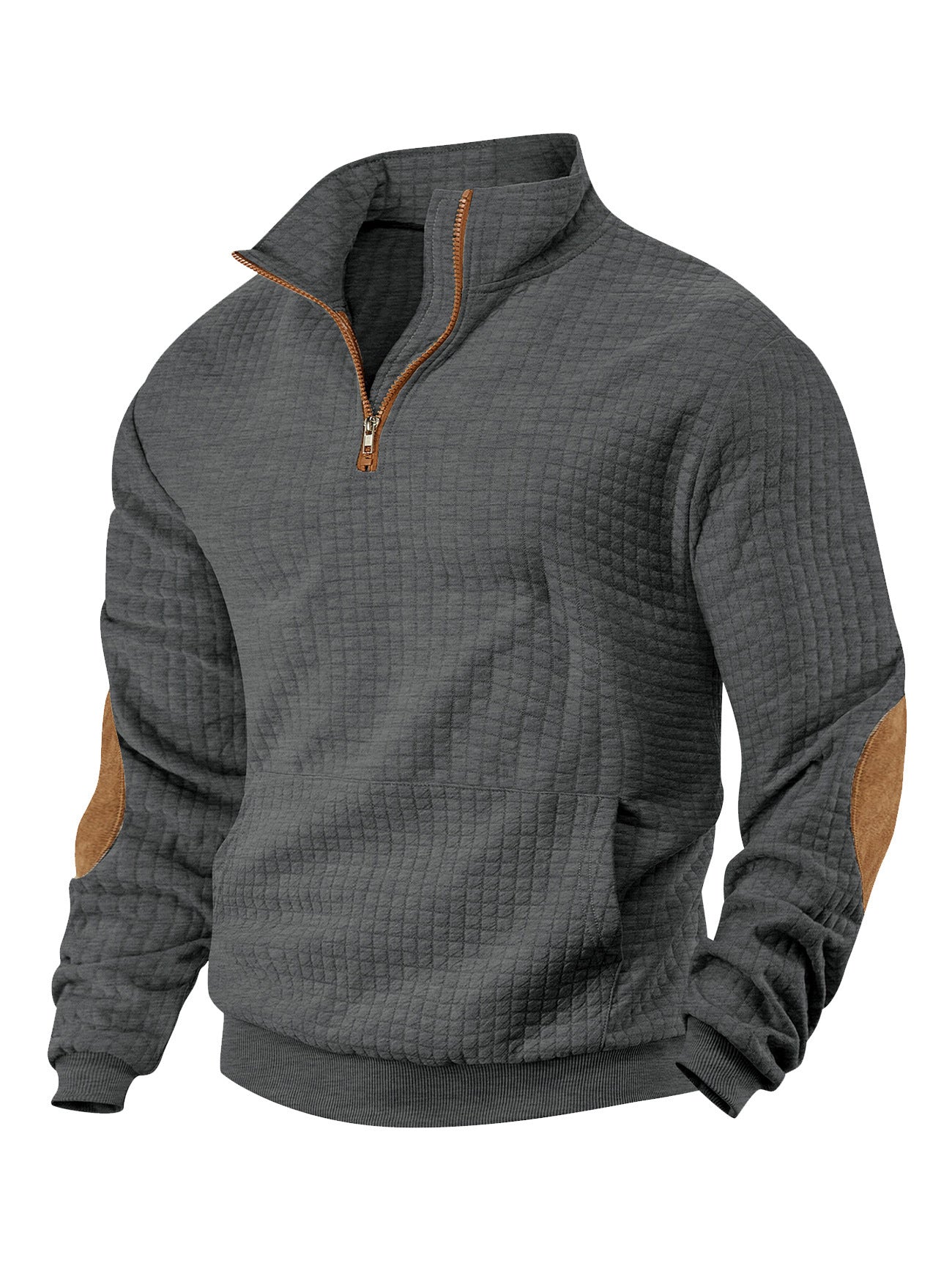 Image of Men's square stand collar half-zip pullover