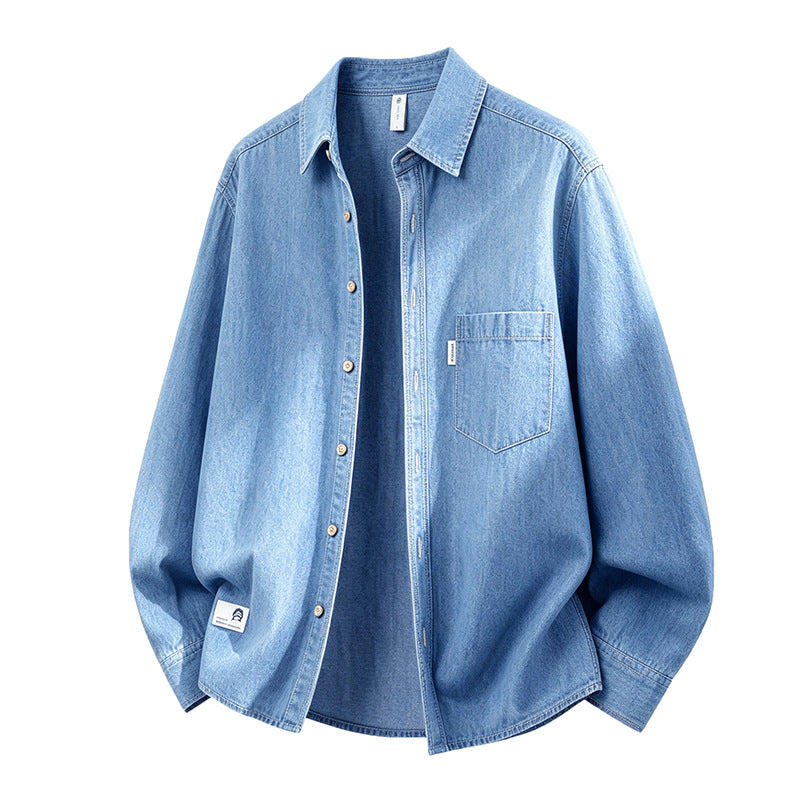 Image of Zeratta Men's relaxed-fit cotton denim button-up shirt