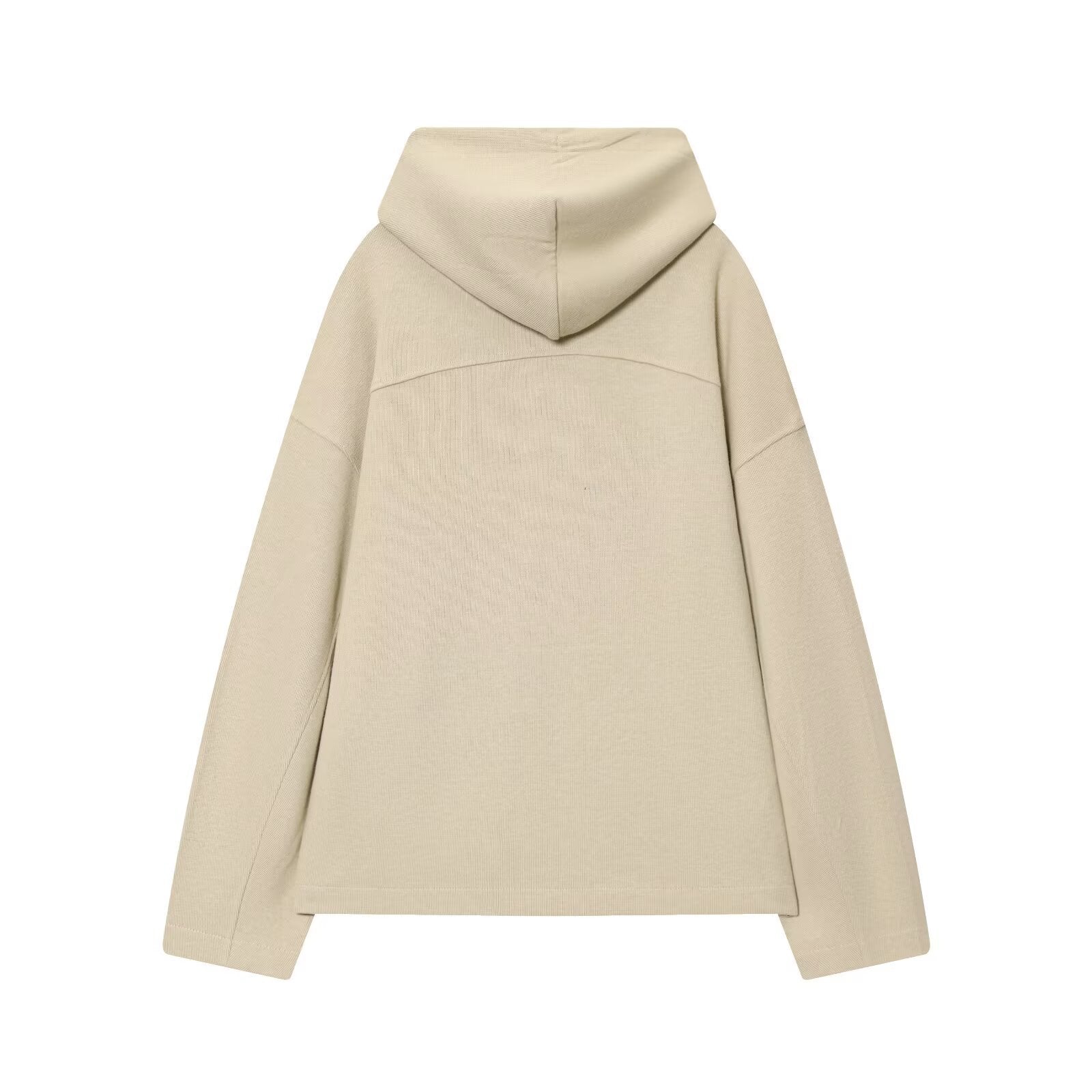 Image of Apricot and brown solid color pullover hoodie