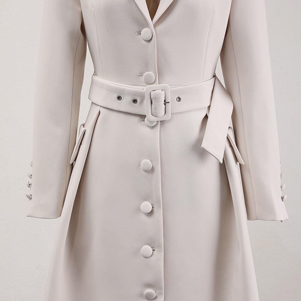 Image of Women's ivory single-breasted belted trench coat