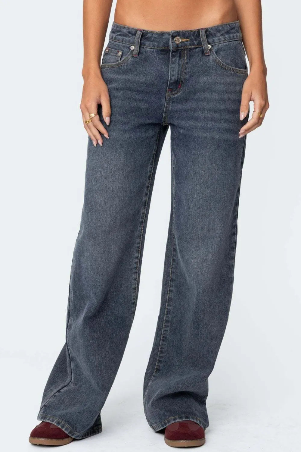 Dusty Blue Distressed Pocket Jeans
