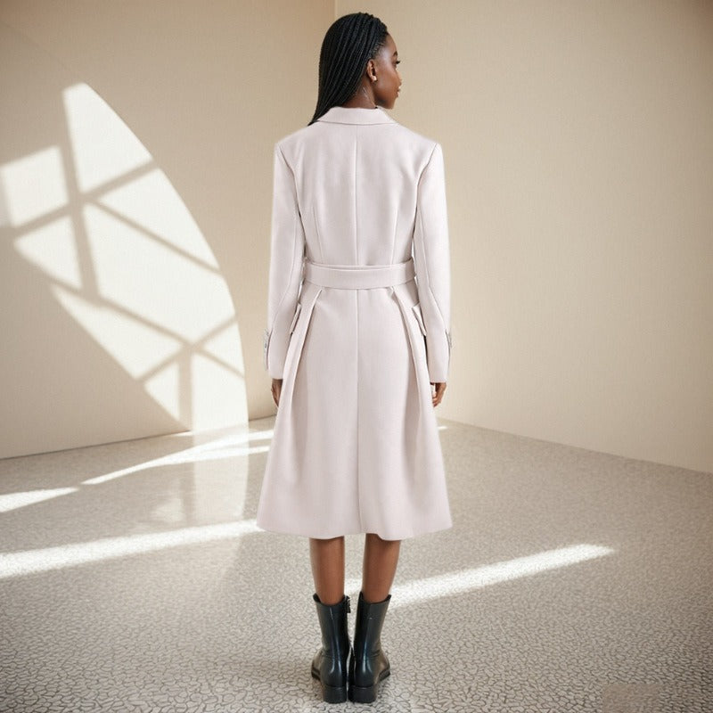 Image of Women's ivory single-breasted belted trench coat