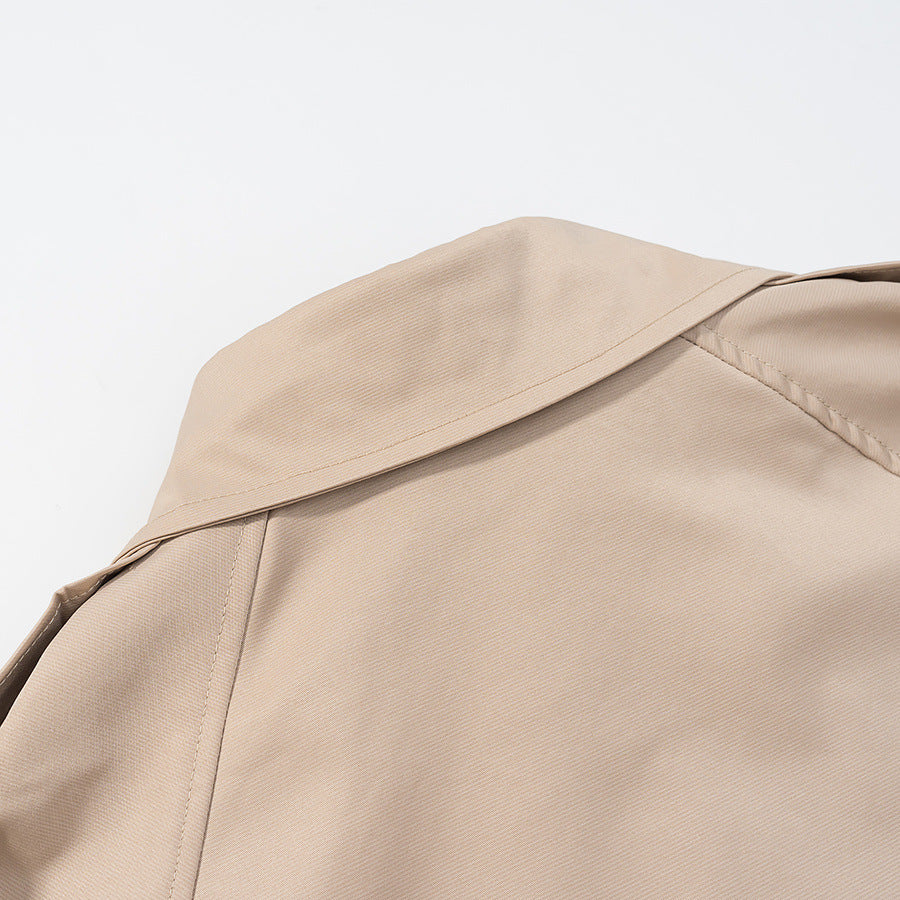 Image of Women's khaki cropped two-button trench coat
