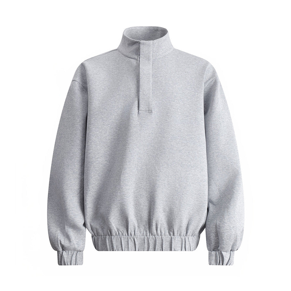 Cotton blend loose fit half-zip sweatshirt