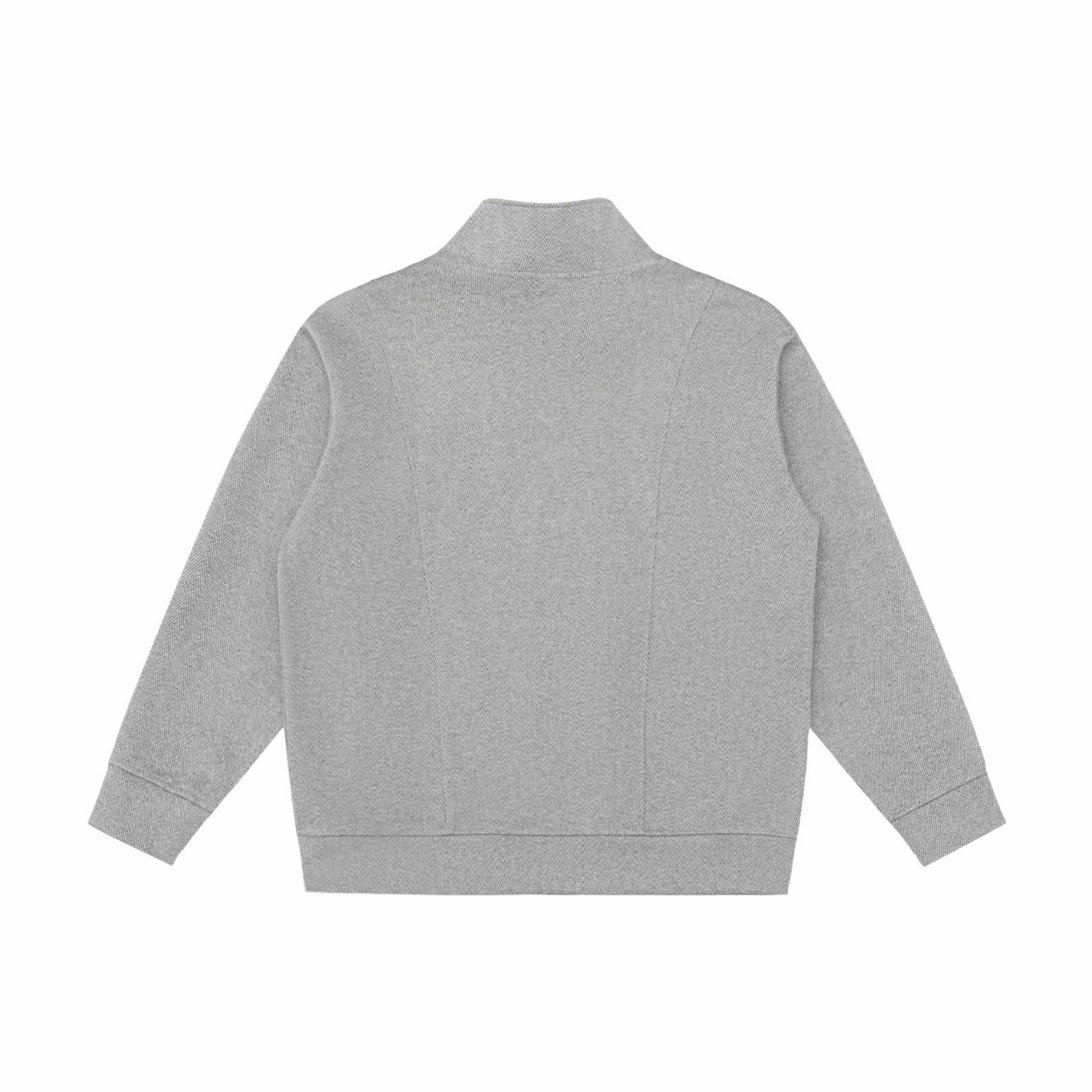 Image of Textured loose fit stand collar zip-up sweatshirt