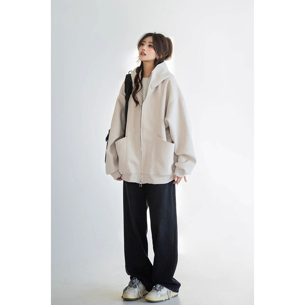 Image of Women's relaxed fit polyester zip-up hoodie