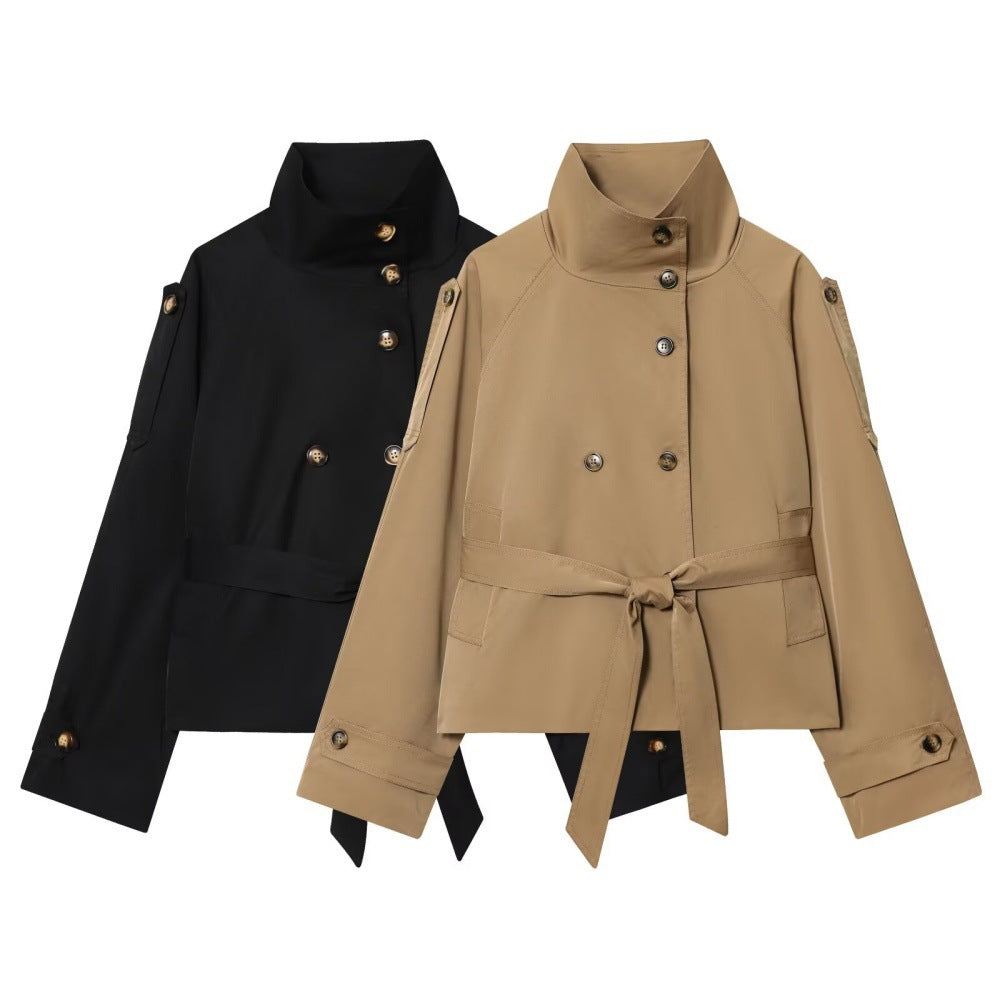 Image of Trench coat de mujer con cinturón y botones múltiples