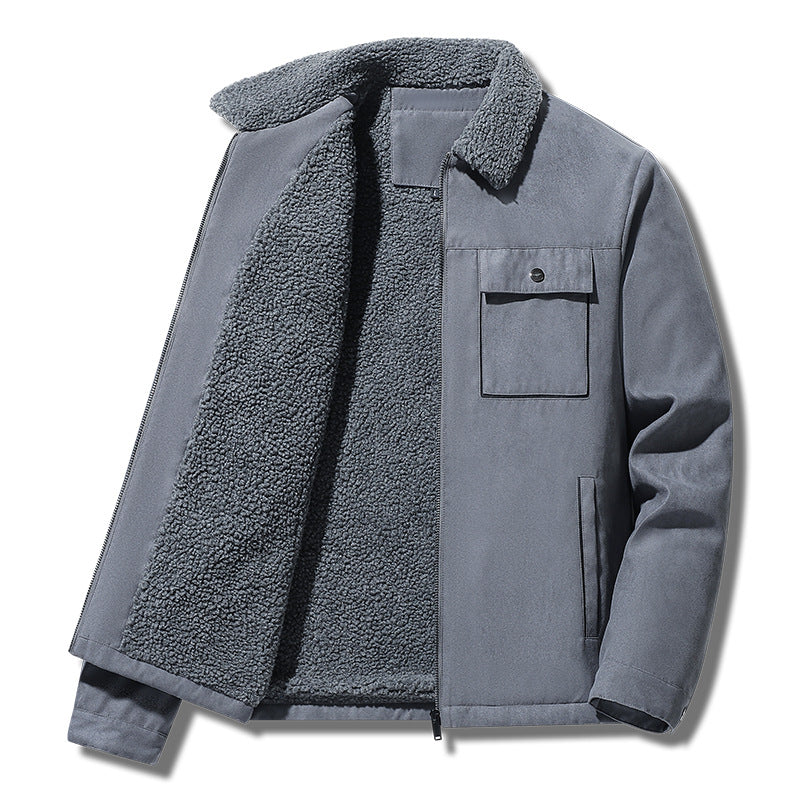 Men's suede-effect polyester zip-up jacket
