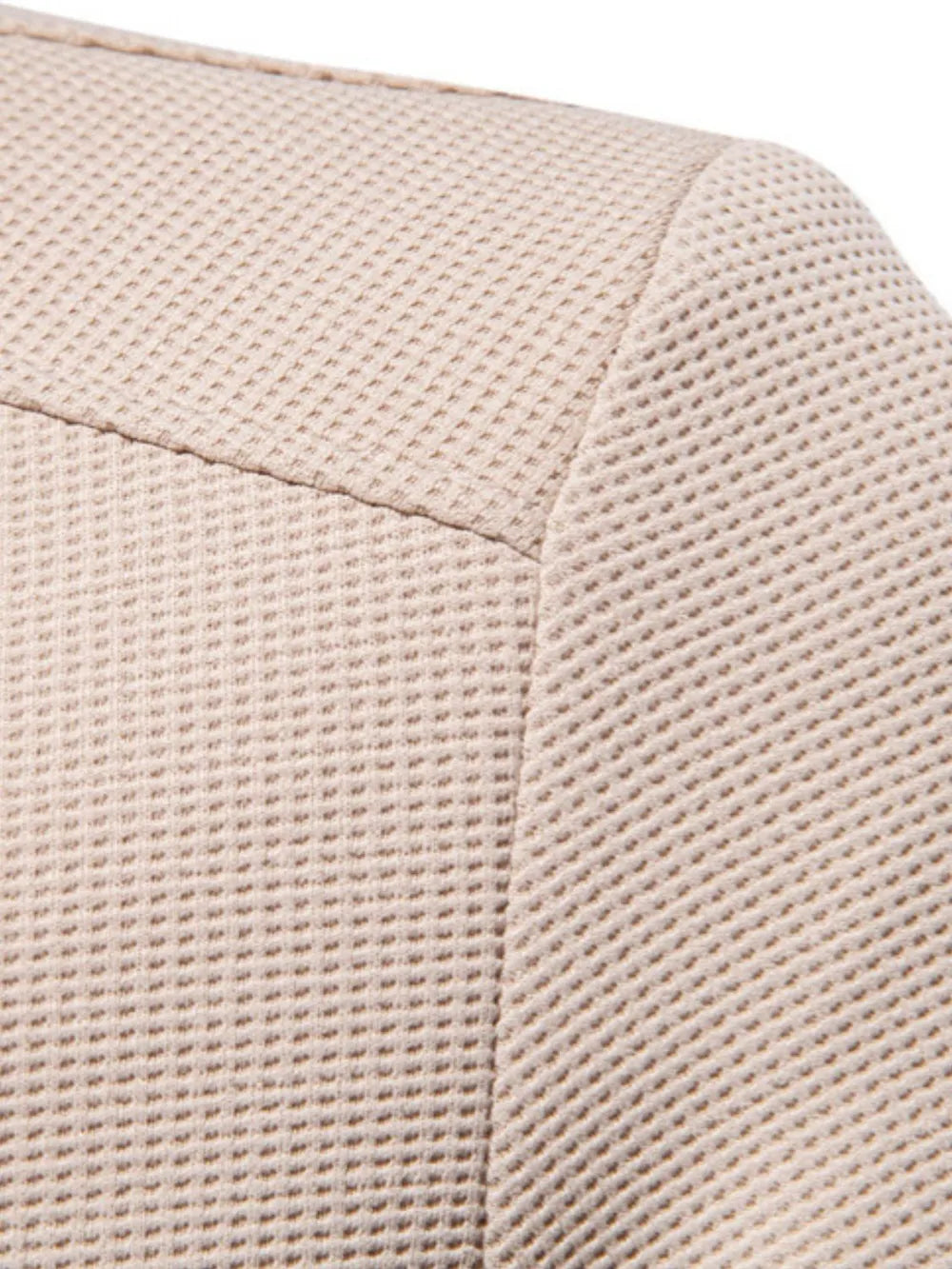 Image of Men's waffle knit baseball collar zip-up jacket