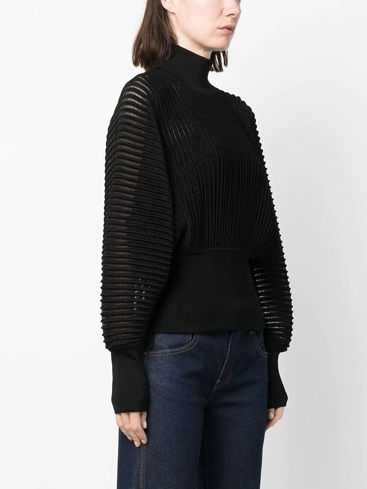 Image of Women's lantern sleeve loose fit turtleneck sweater