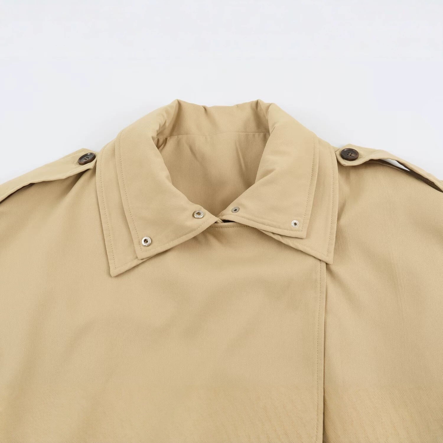 Image of Women's khaki loose fit double-breasted trench coat