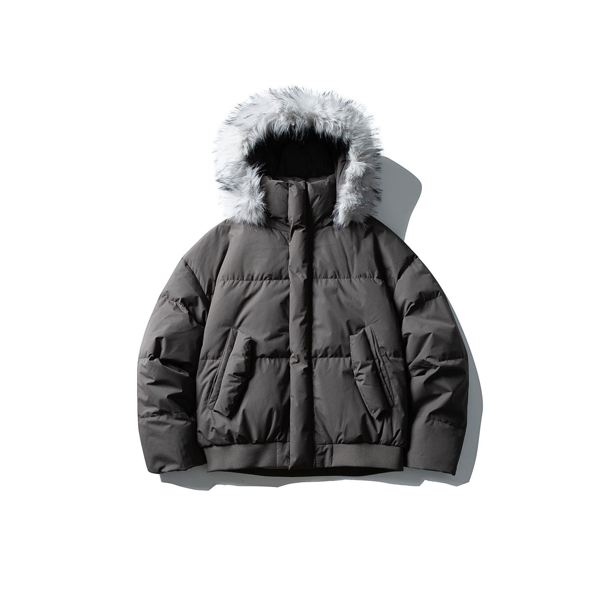 Men's fur collar hooded down puffer jacket