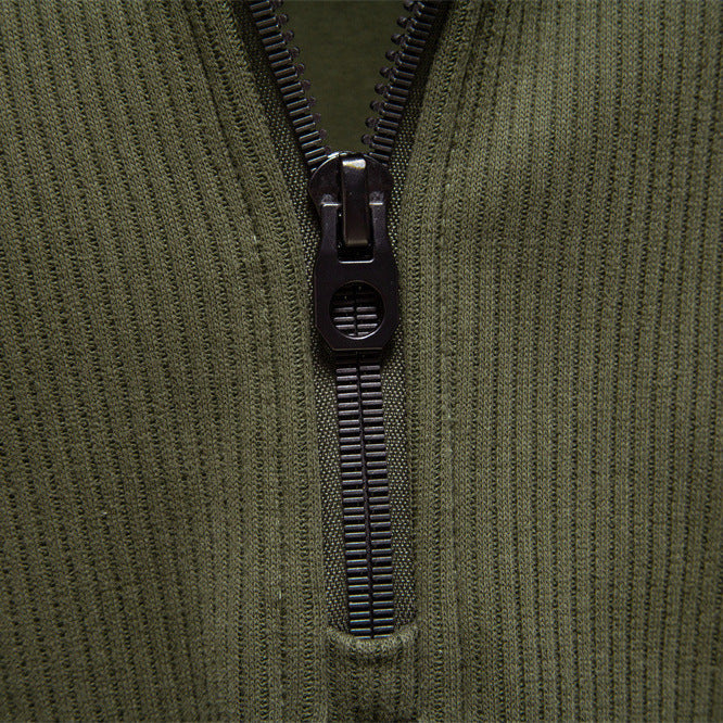 Image of Men's cotton blend half-zip stand collar sweatshirt