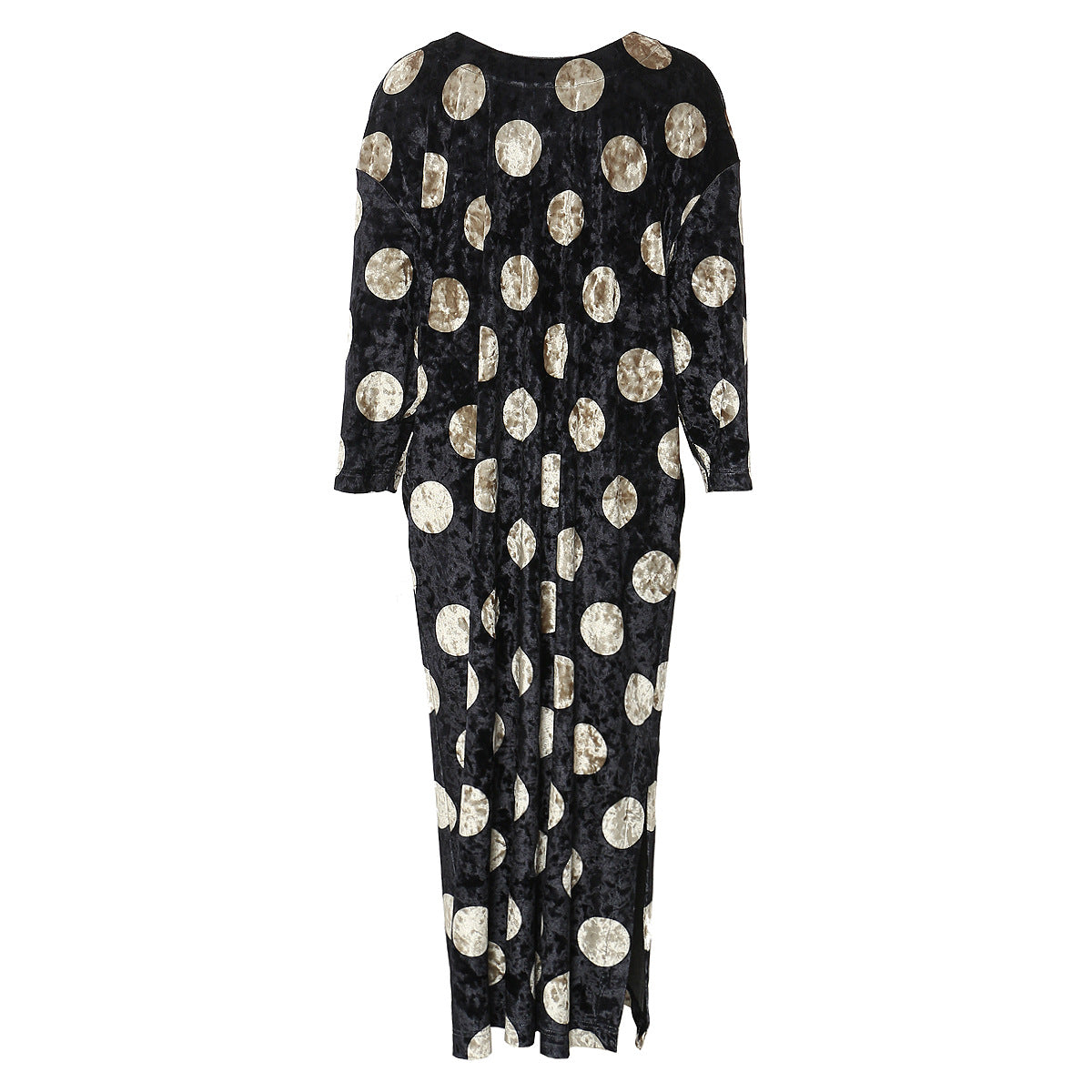 Vestido largo negro de lunares para mujer