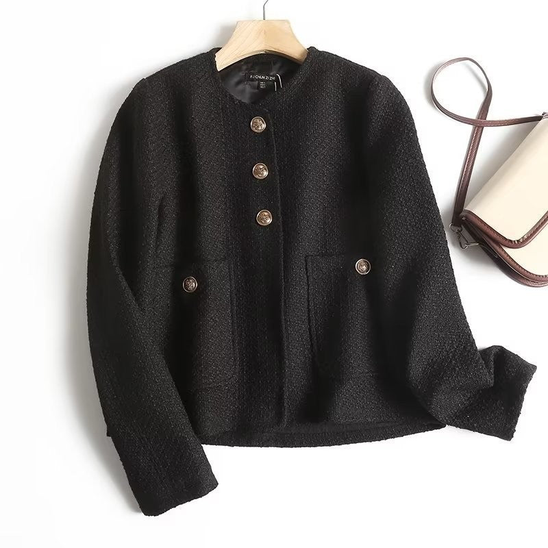 Women's gold-button cropped tailored jacket