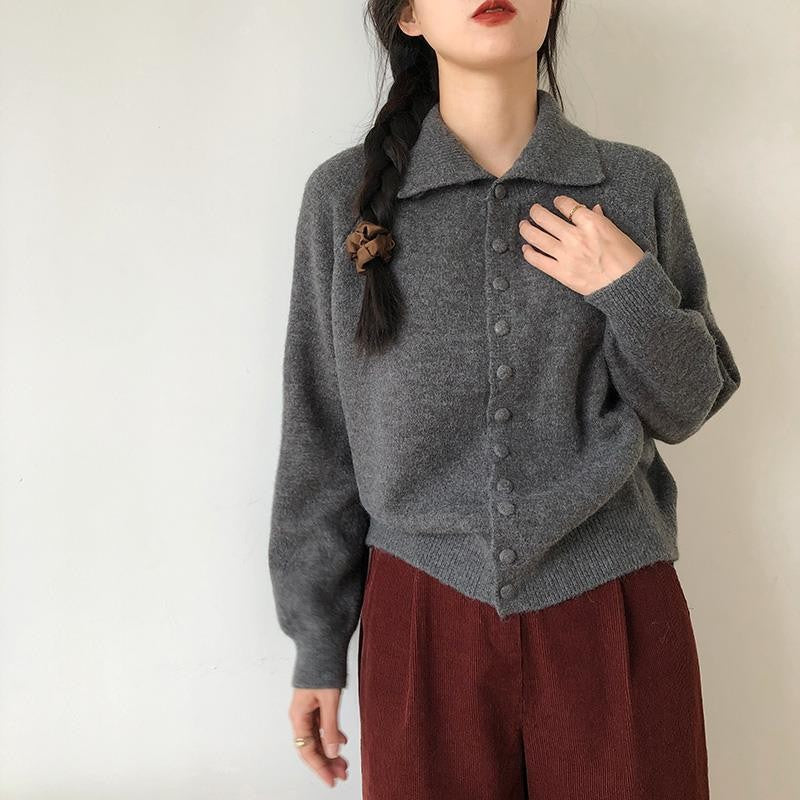 Image of Colorful single-breasted button-front knit cardigan