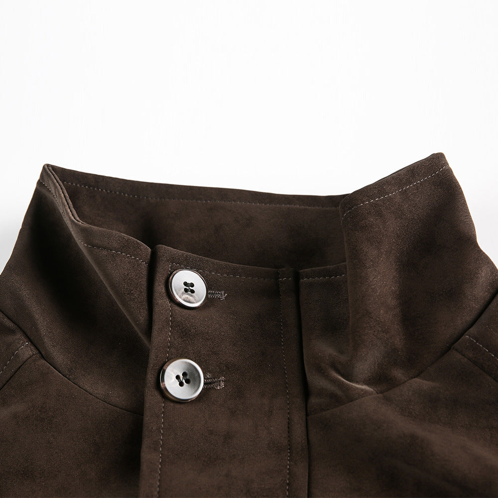 Loose fit faux leather biker jacket