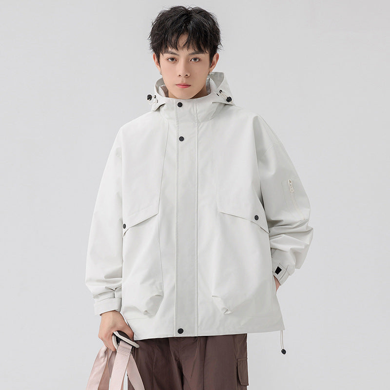 Image of Chaqueta con capucha y cremallera de corte holgado para hombre
