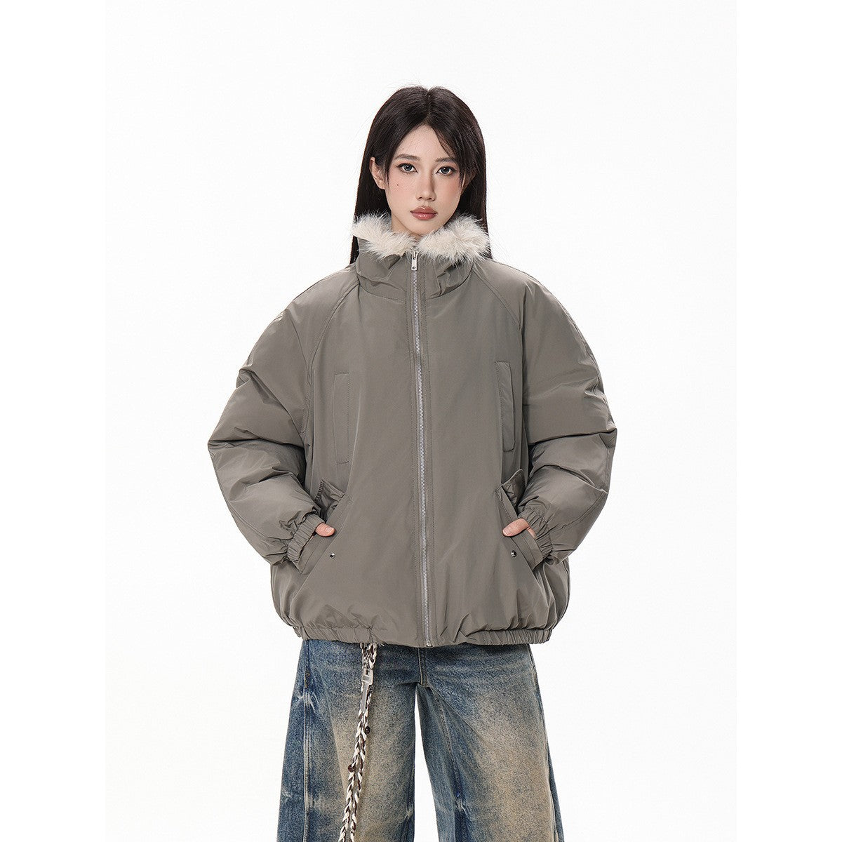 Image of Unisex polyester-filled stand-collar puffer jacket