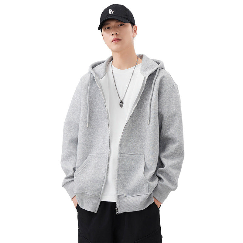 Image of Men's heavyweight cotton blend zip-up hoodie, additional variant view 1