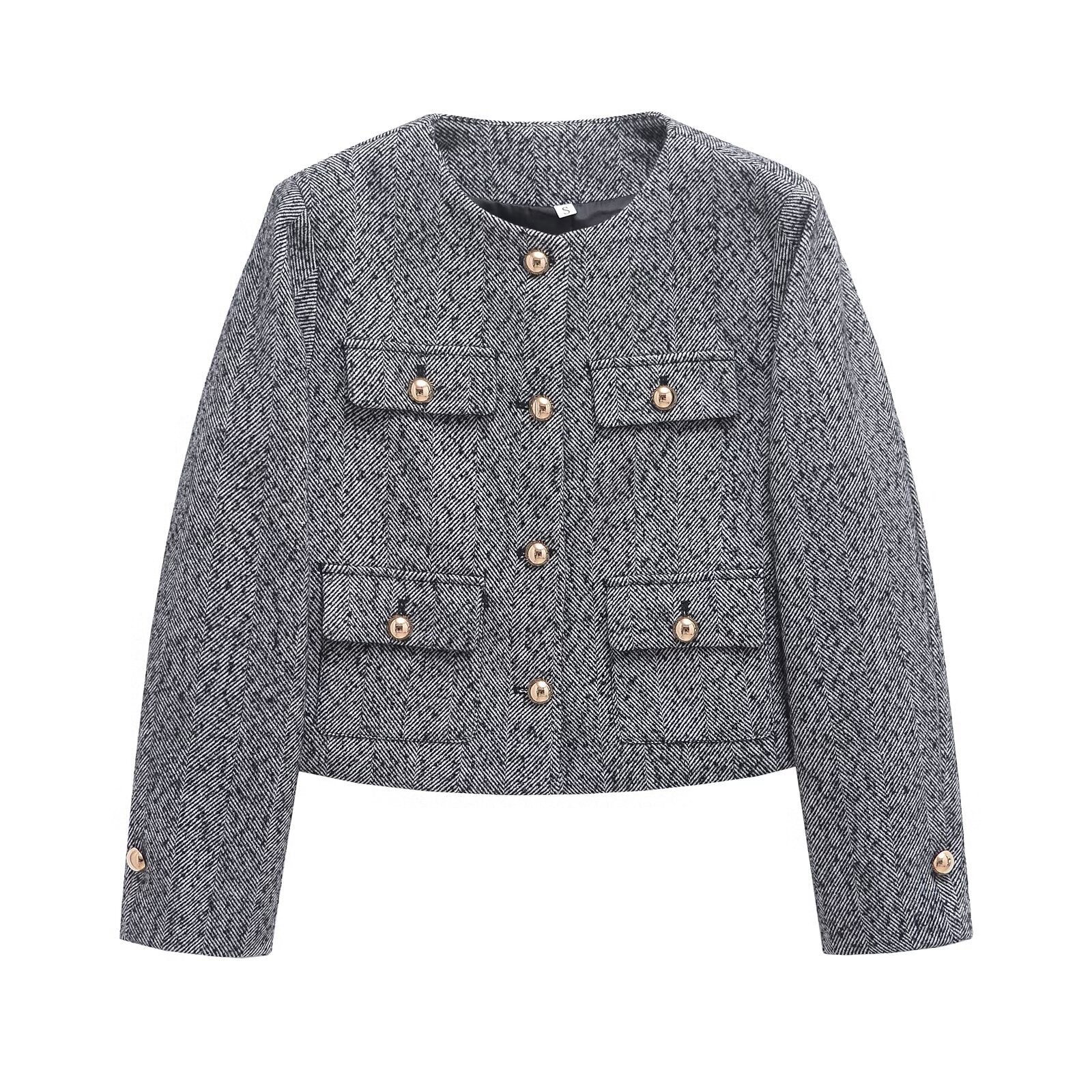 Image of Zeratta Women's textured woven single-breasted jacket