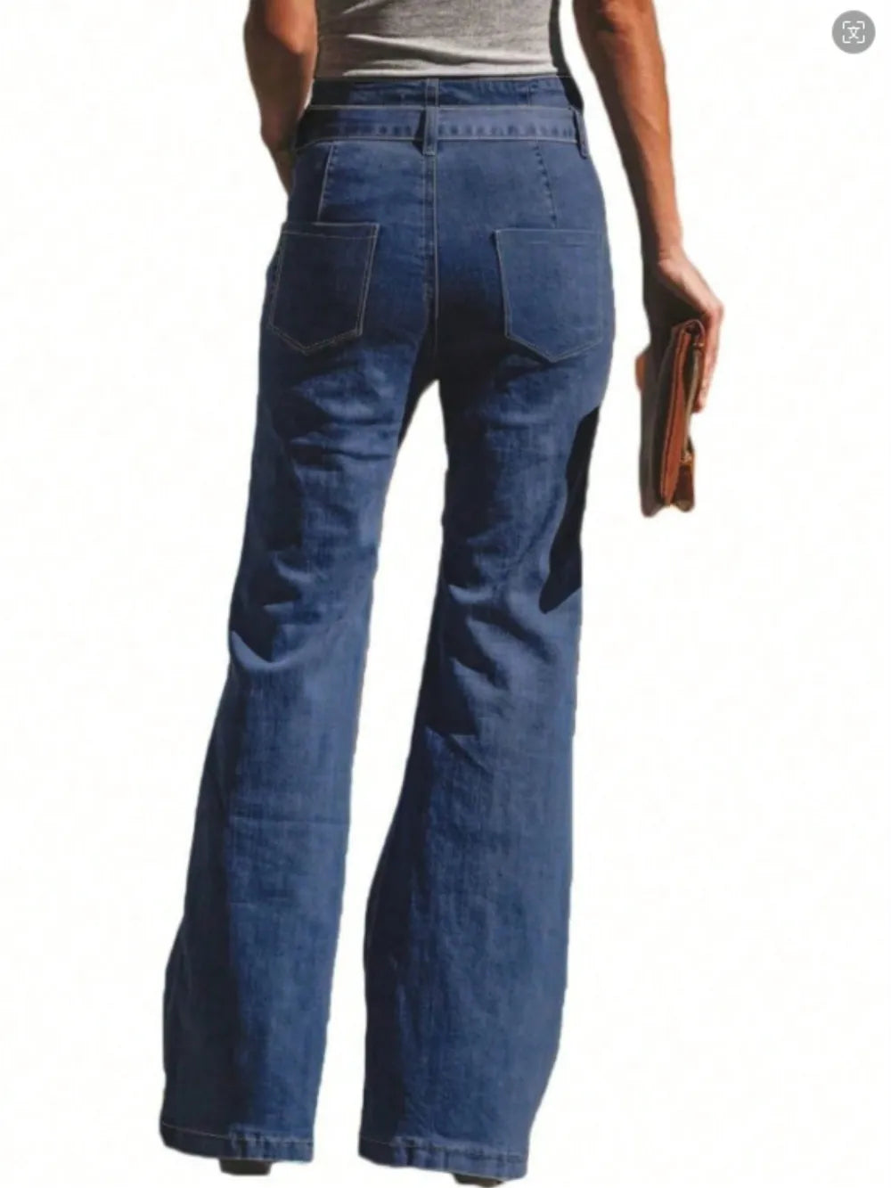 Navy High-Waist Wide-Leg Jeans