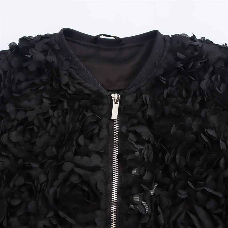 Black floral textured jacket