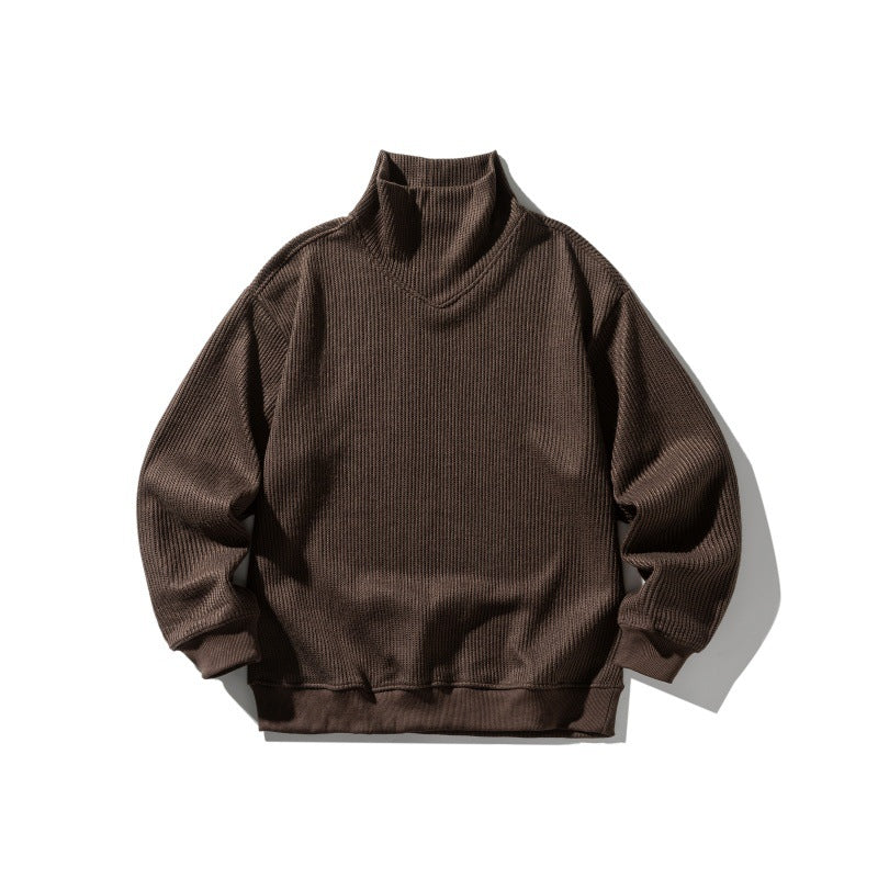 Zeratta Men's loose fit high neck pullover sweatshirt