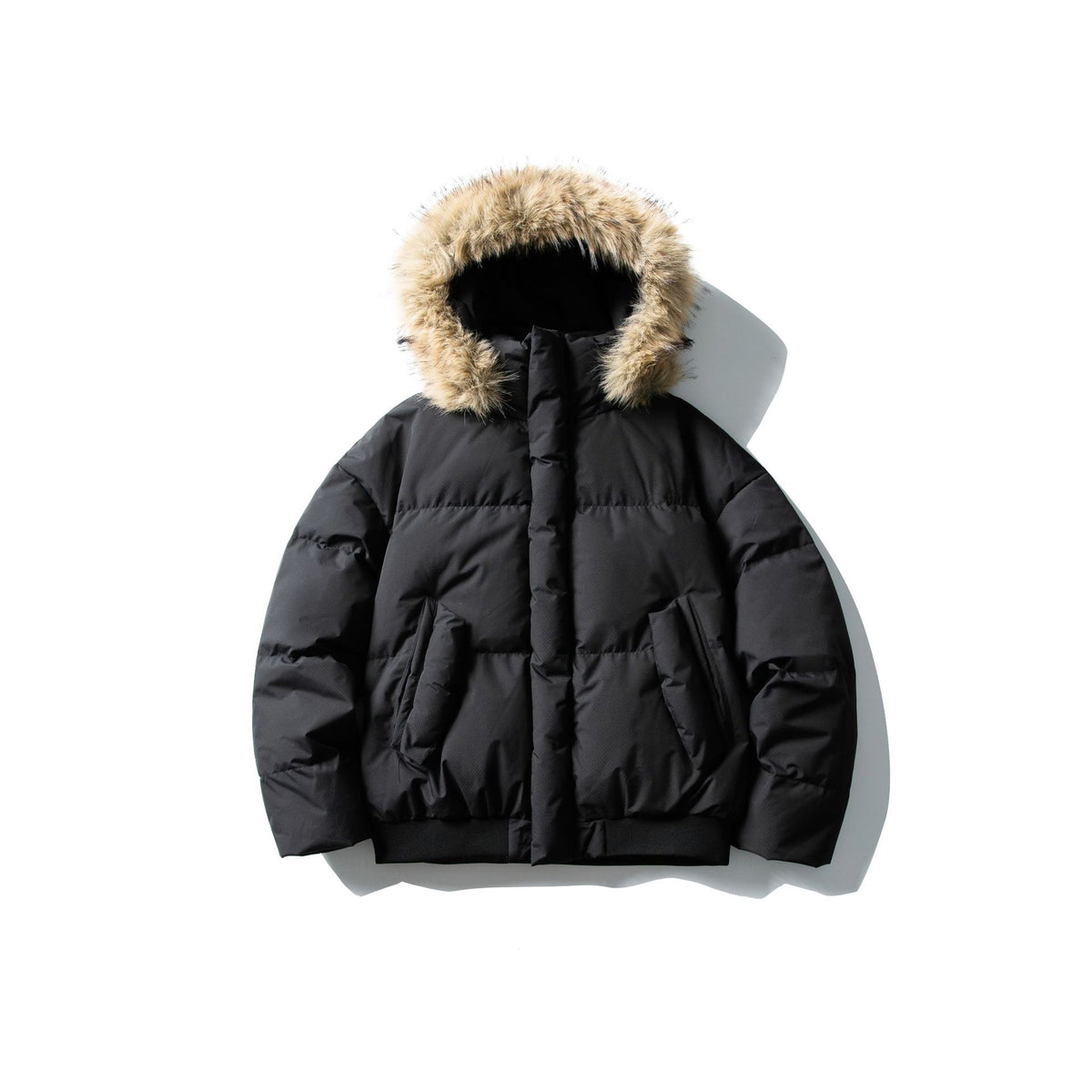 Men's fur collar hooded down puffer jacket
