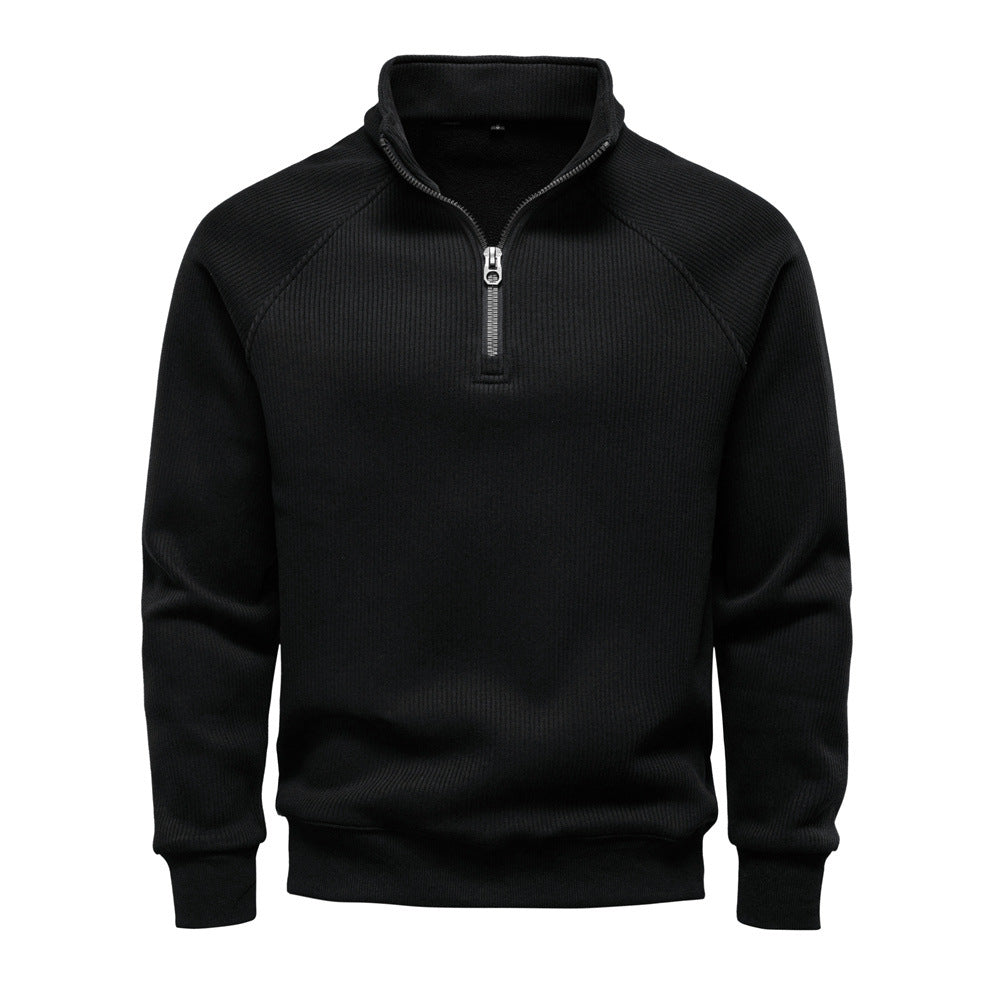 Sudadera de hombre de mezcla de algodón con media cremallera y cuello alto