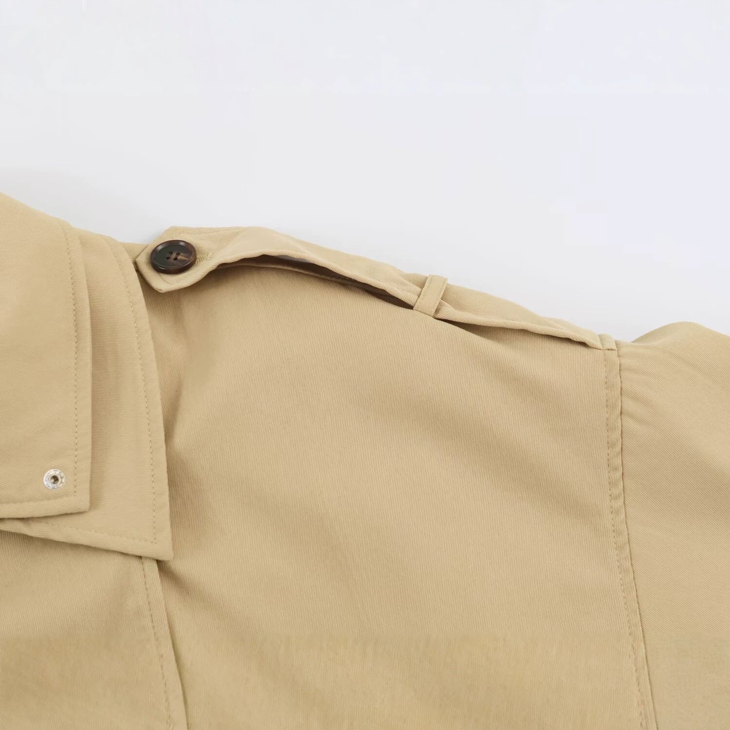 Image of Women's khaki loose fit double-breasted trench coat