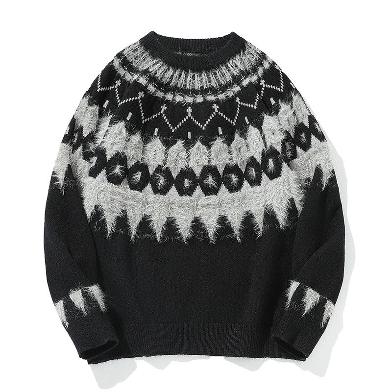 Suéter de cuello redondo con tejido jacquard de Navidad para hombre