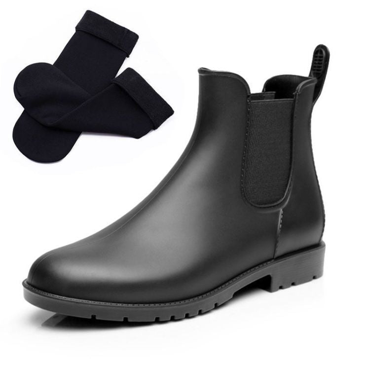 Image of Women's matte finish low heel rain ankle boots