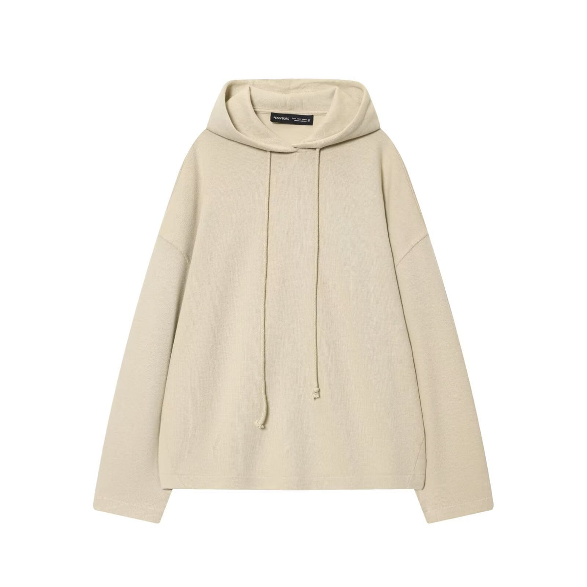 Apricot and brown solid color pullover hoodie