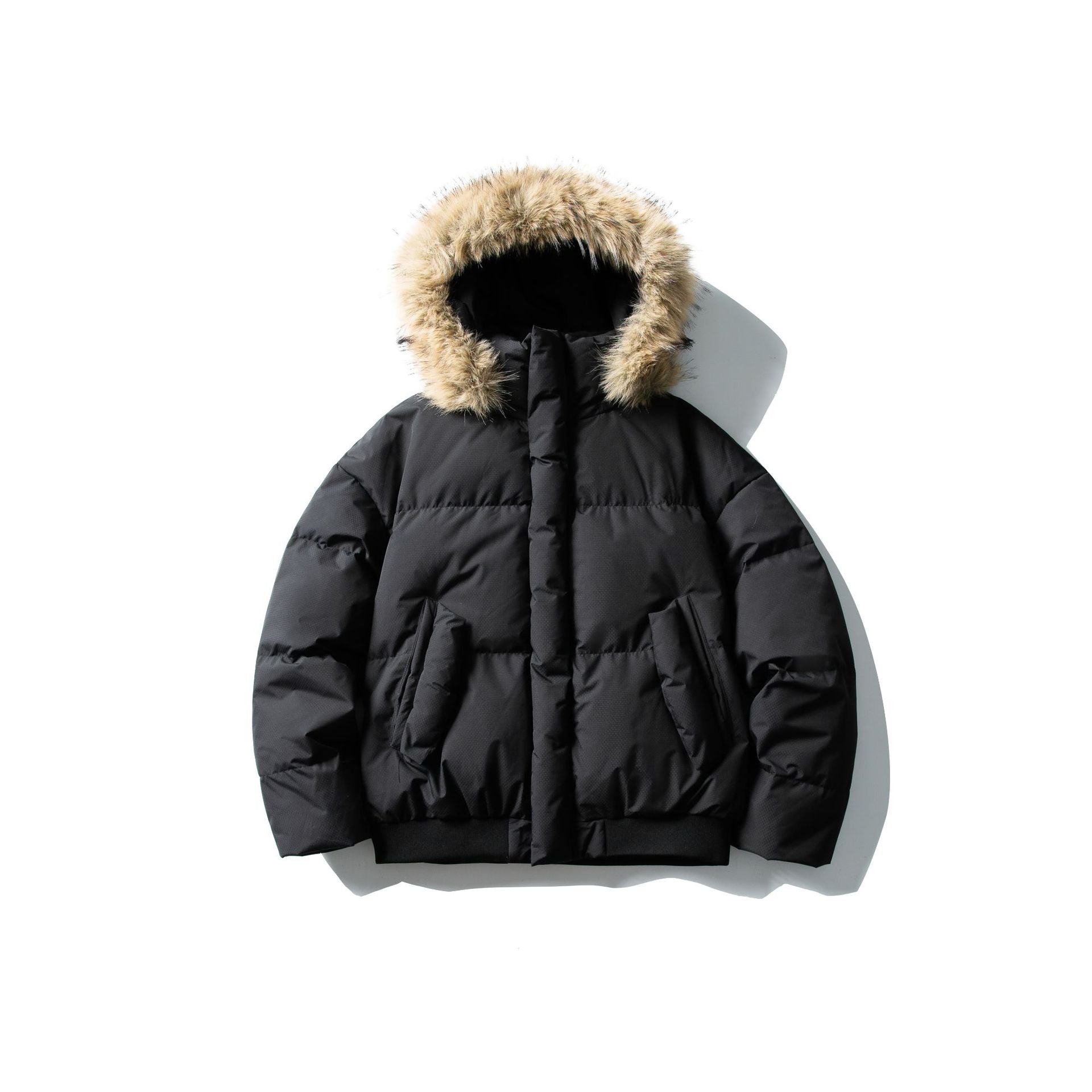 Image of Men's fur collar hooded down puffer jacket