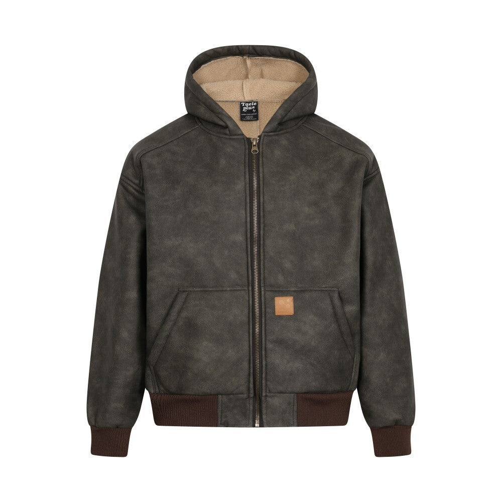 Men's Brown Hooded Zip-Up Jacket
