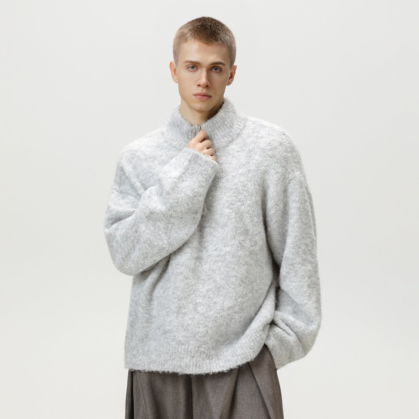Image of Zeratta Relaxed fit stand collar half-zip pullover